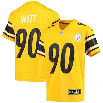 youth nike tj watt gold pittsburgh steelers inverted team g